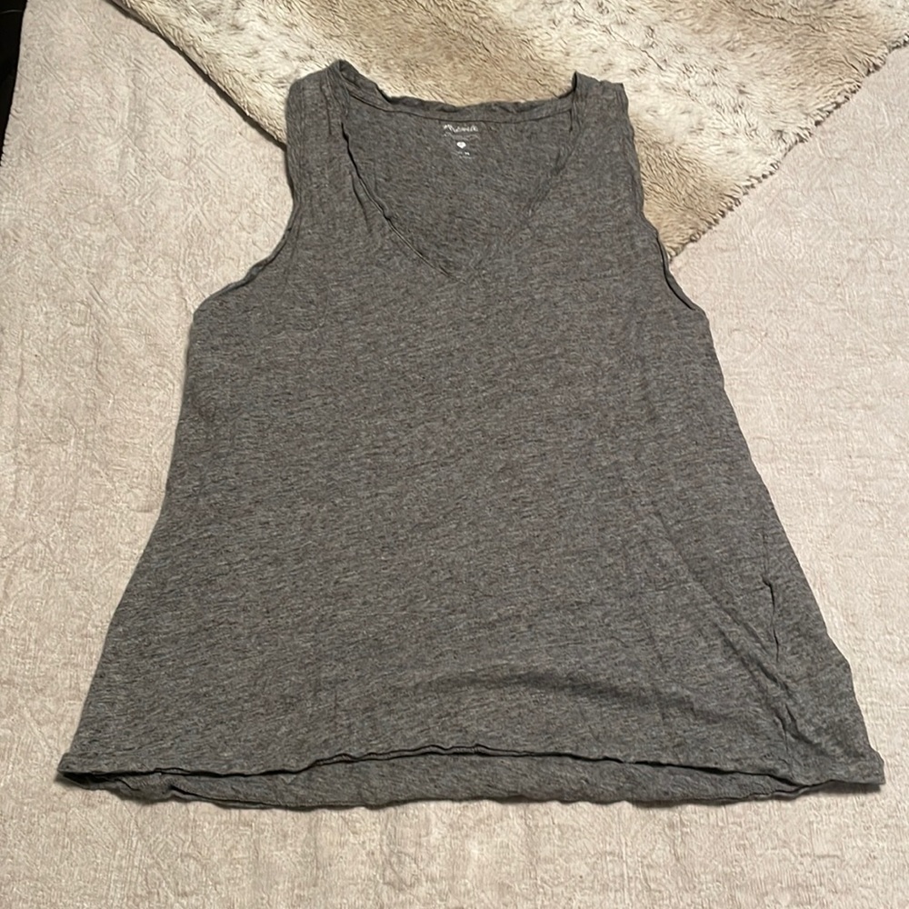 Madewell Heather Gray V-Neck Tank Top